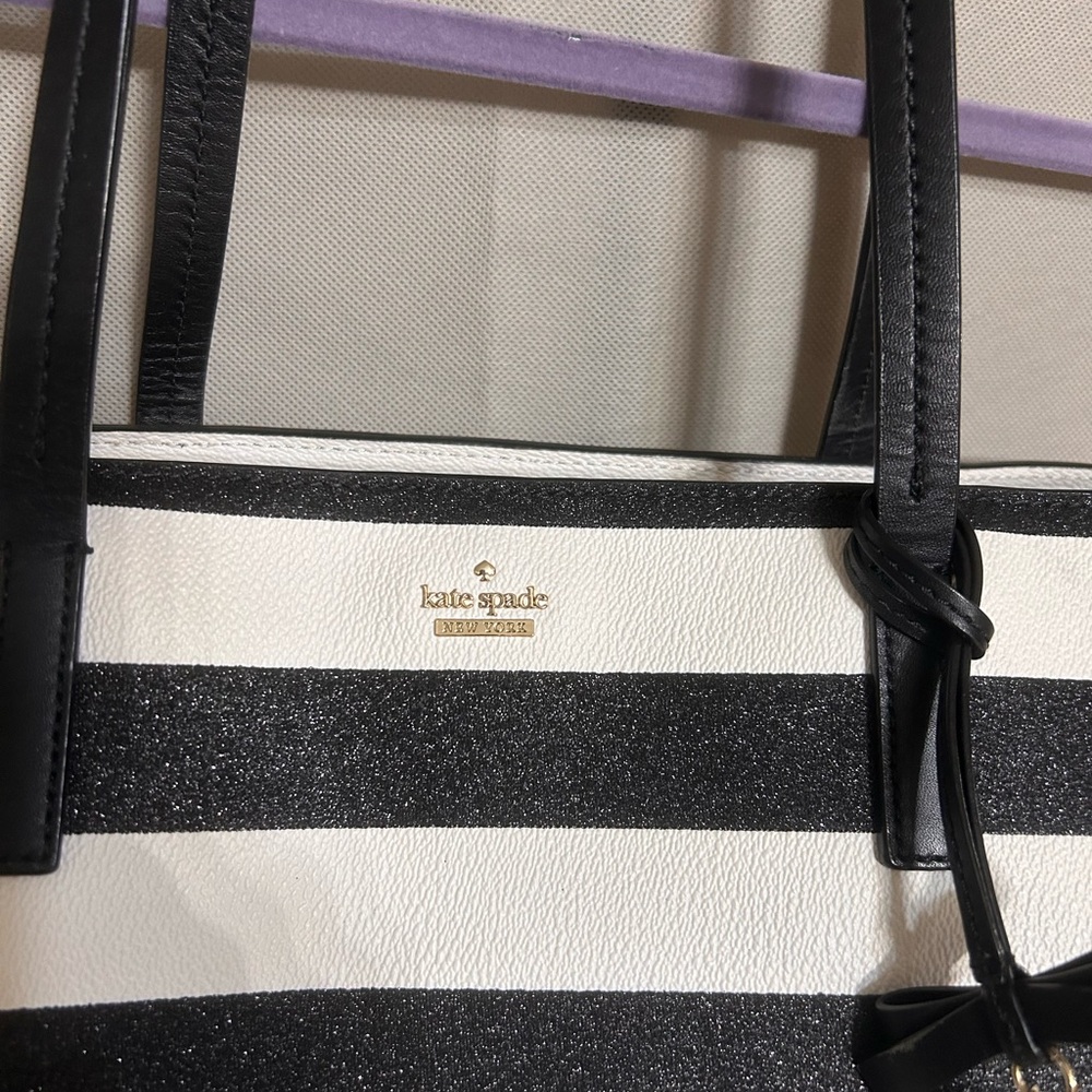 Kate Spade Black and White Striped Tote Bag - Picture 3 of 10